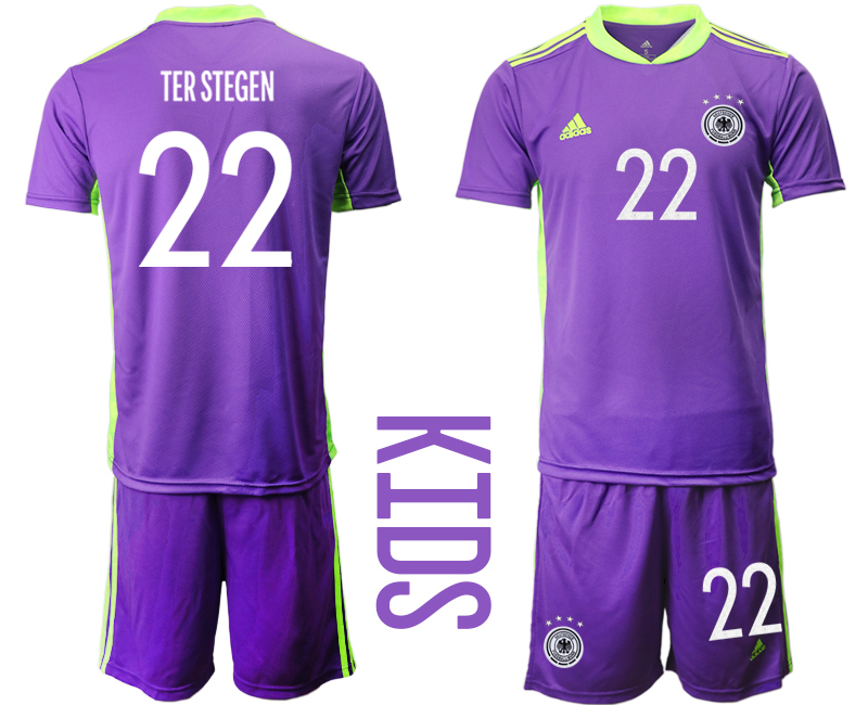 Youth 2021 European Cup Germany purple goalkeeper #22 Soccer Jersey